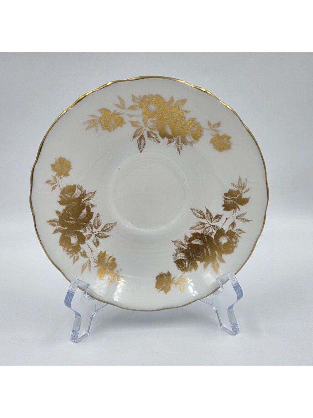 Crown Staffordshire Tea Cups and Saucer Gold Flower on White Bone China - Picture 3 of 11